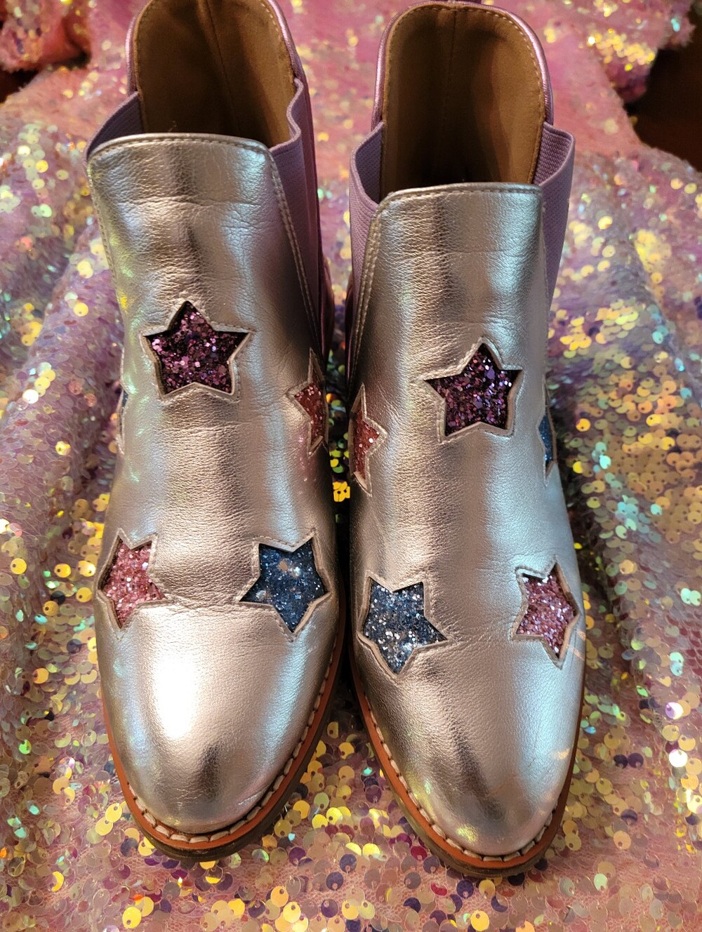 Lola + The Boys Hologram Star Boots Sz 34/3